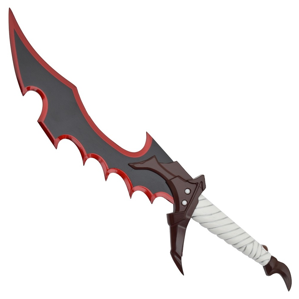 Dague décorative fantasy noire et rouge en acier inoxydable avec manche blanc antidérapant