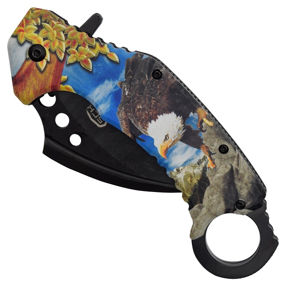Karambit pliant SCK fermé design aigle royal couteau de poche acier inoxydable