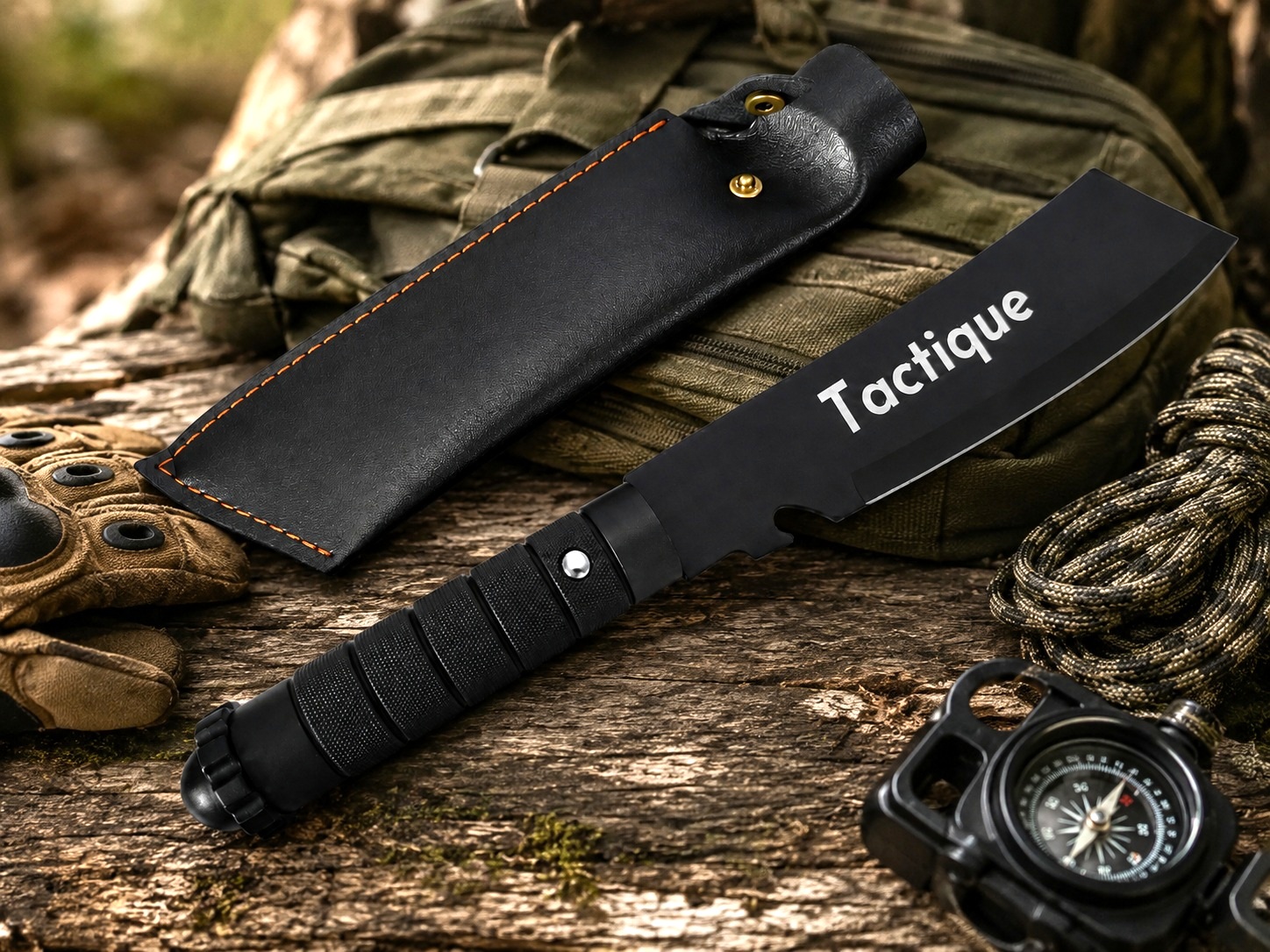 Couteau tactique lame tanto pour camping et survie