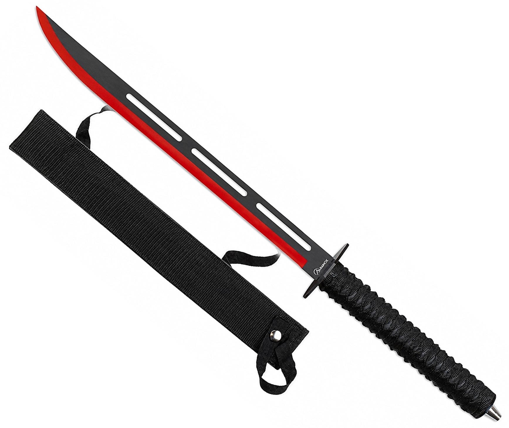 Machette katana japonaise Albainox 40,5 cm lame noire et rouge