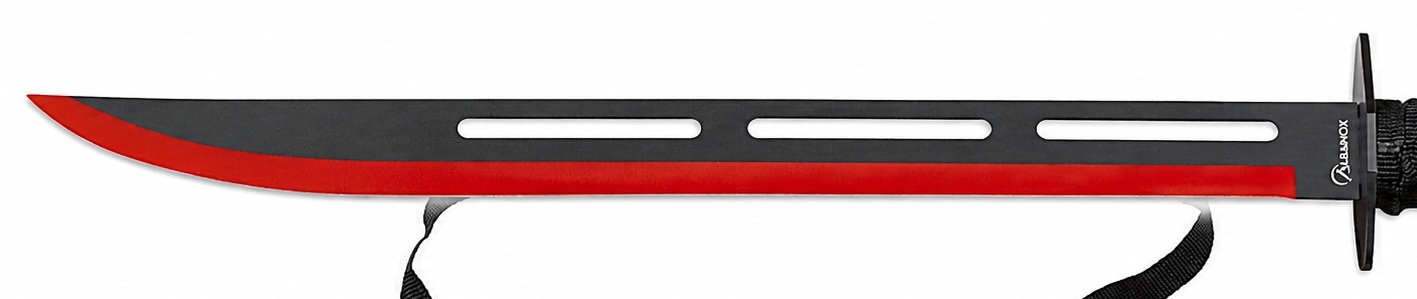 Machette katana japonaise Albainox lame noire et rouge de 40,5 cm