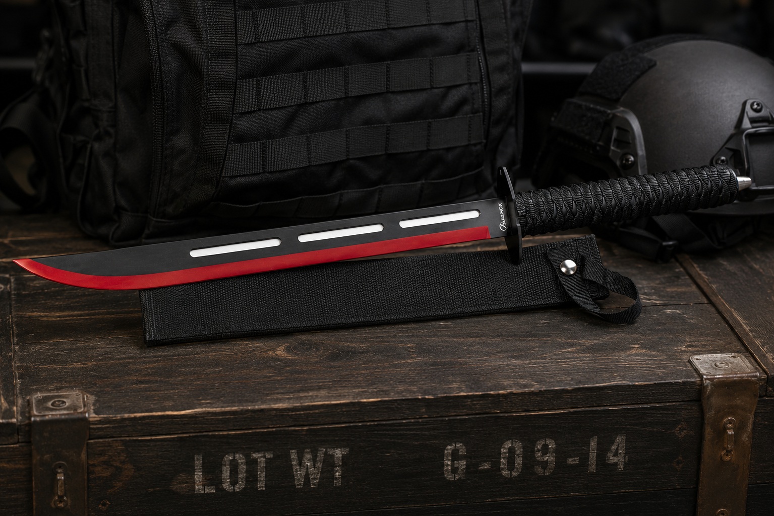 Machette katana japonaise Albainox poignée tressée et lame de 40,5 cm