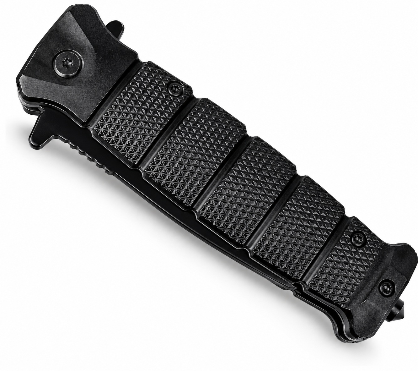 Manche antidérapant du couteau pliant SCH noir en aluminium et PVC
