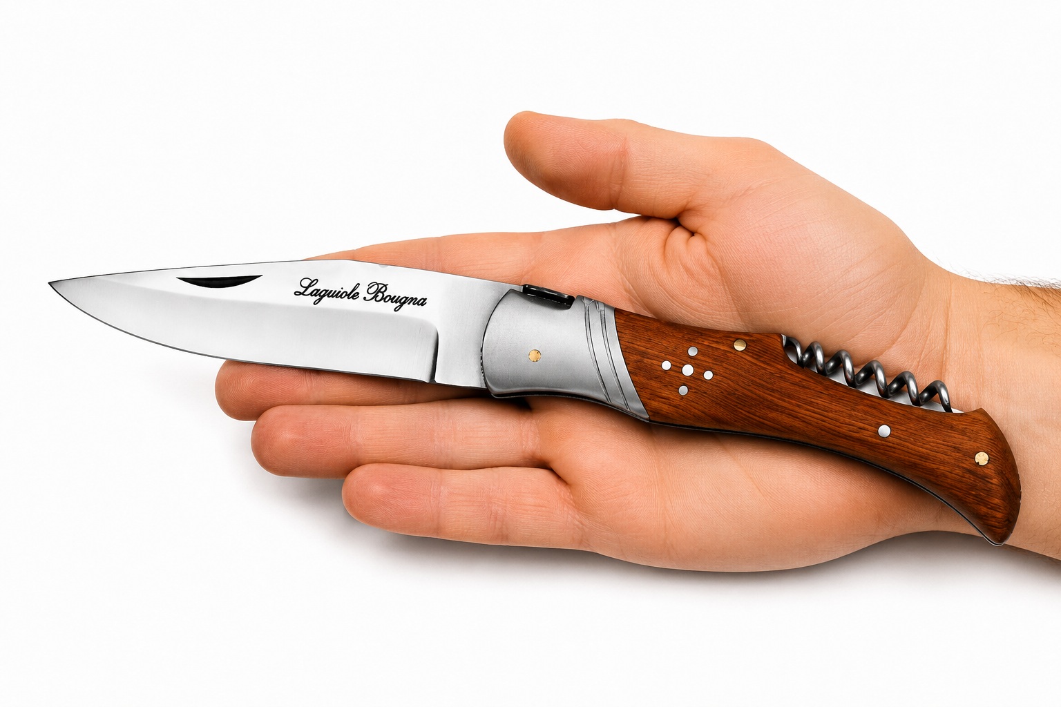 couteau Laguiole pliant tire-bouchon bois de teck