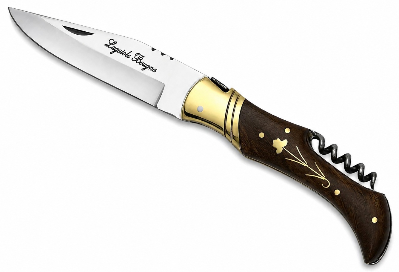 Couteau Laguiole Bougna tire-bouchon manche bois foncé