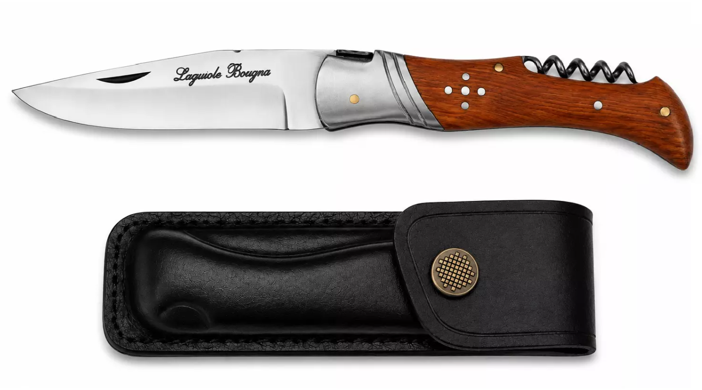 Couteau Laguiole pliant tire-bouchon bois de teck