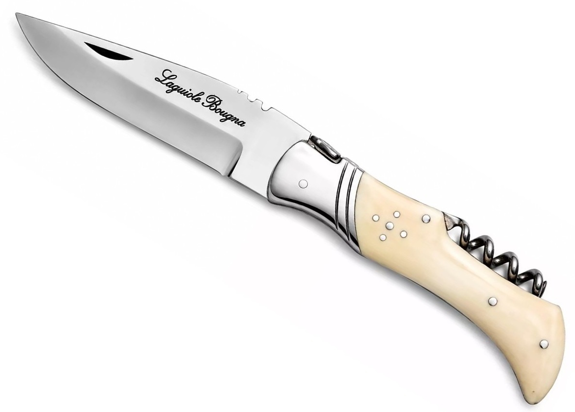 Couteau Laguiole Bougna manche en os avec étui de ceinture