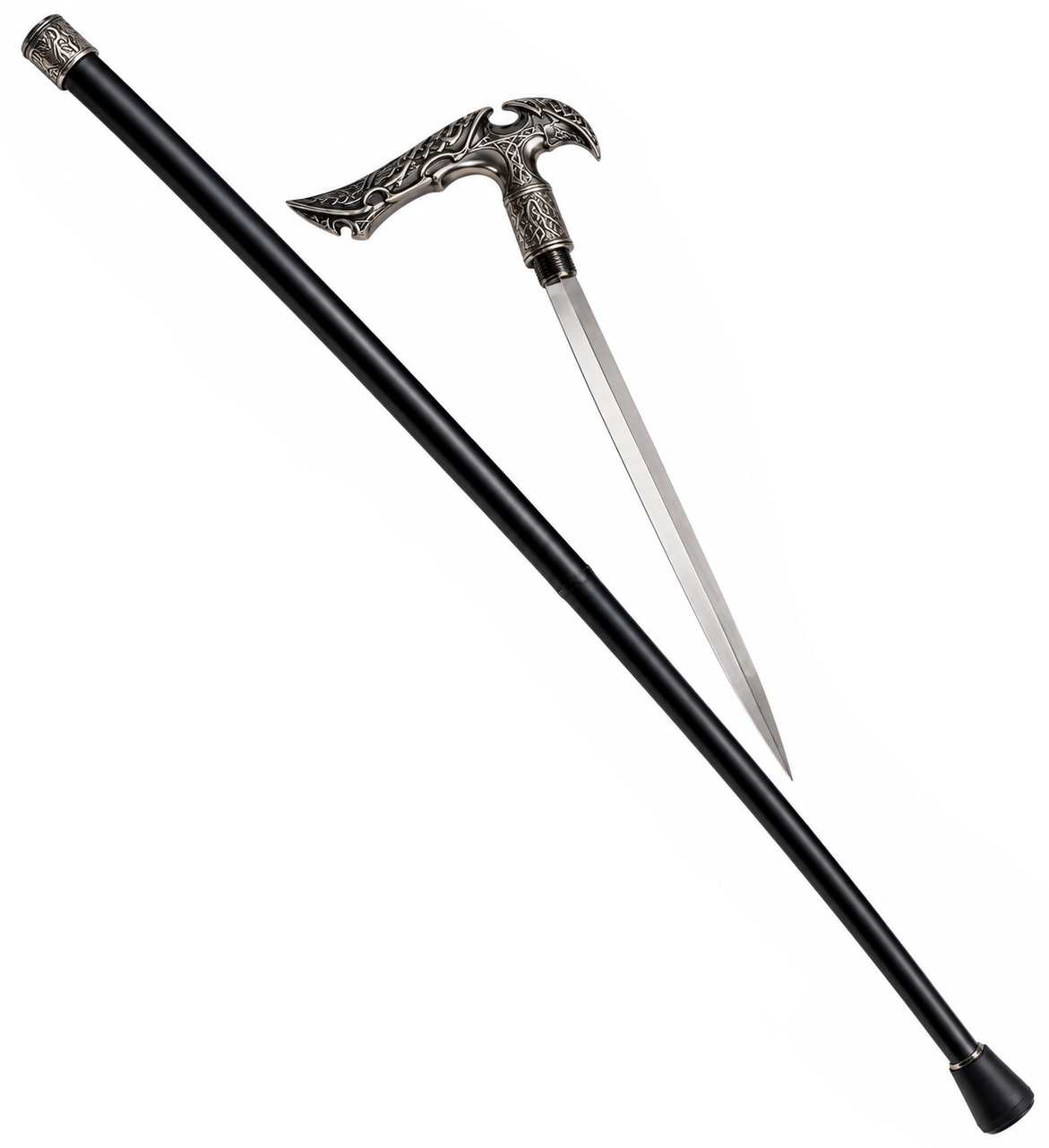 Canne épée design luxe 93 cm avec lame en acier inoxydable et poignée décorée