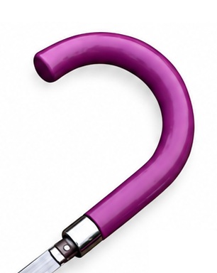 Poignée vernie de canne épée femme luxe violette avec finition brillante et détails en acier inoxydable