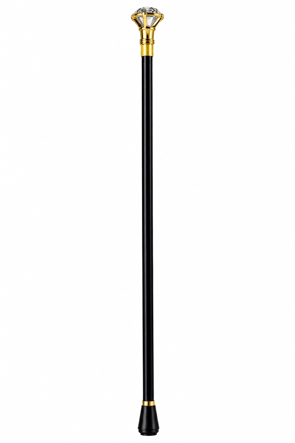 Canne épée facettée dorée 94 cm de luxe avec finition noire et détails dorés élégants.