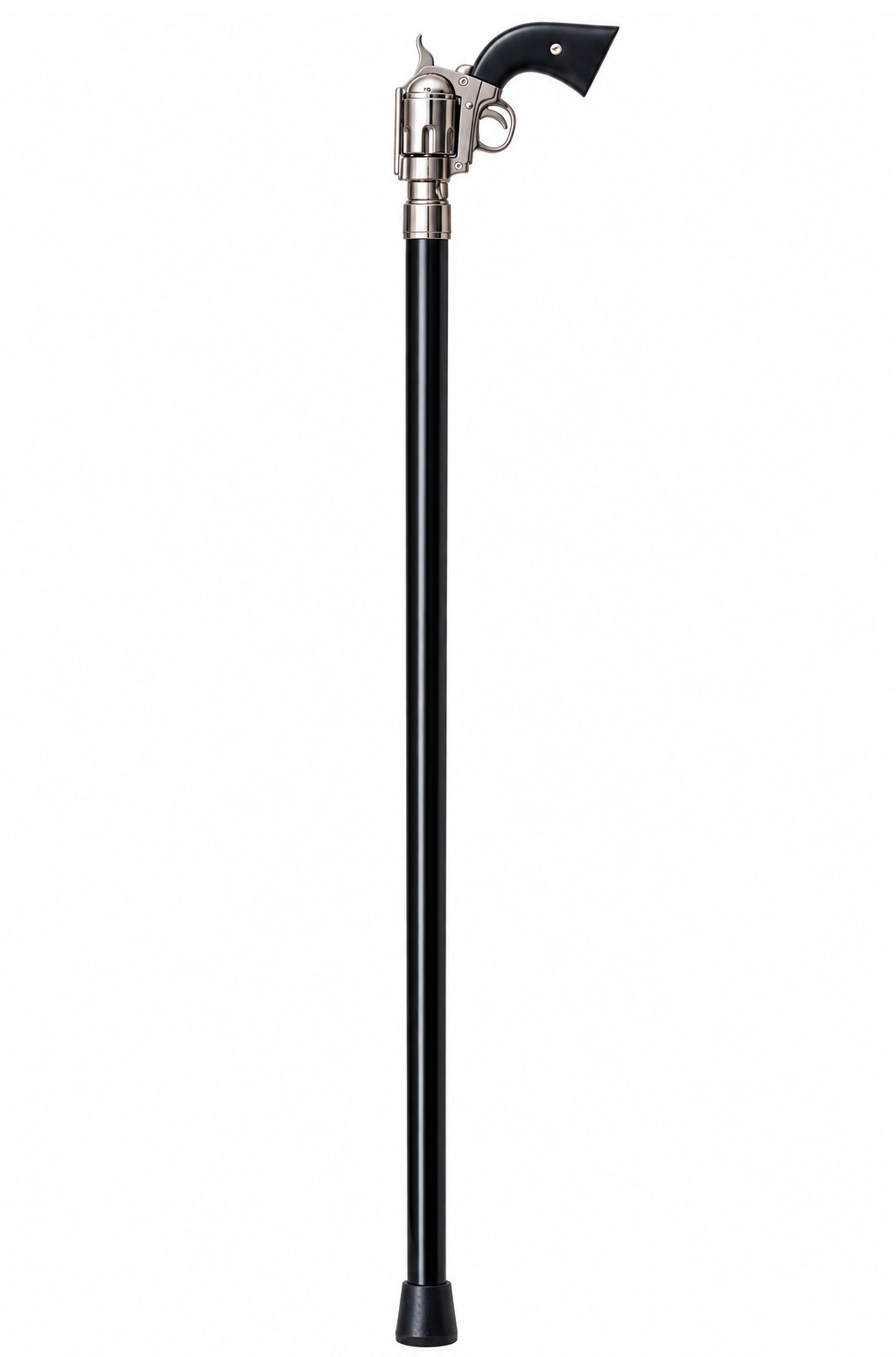Canne épée revolver noire de 93 cm, design élégant inspiré des armes du Far West.