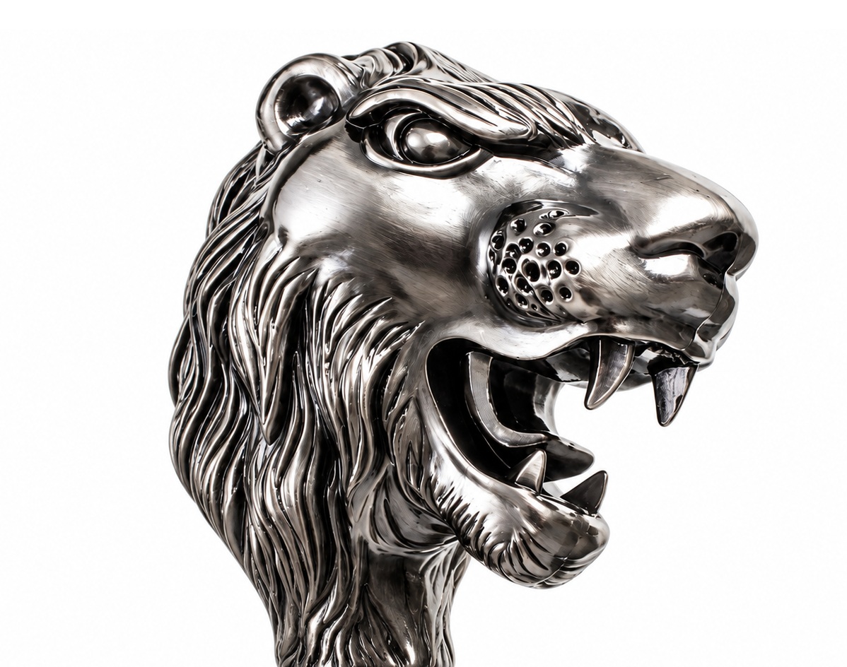 Canne élégante tête de lion avec lame dissimulée et manche noir