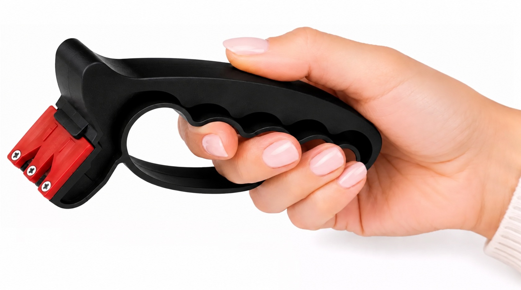Affûteur aiguiseur universel Léopard avec poignée ergonomique noire en main