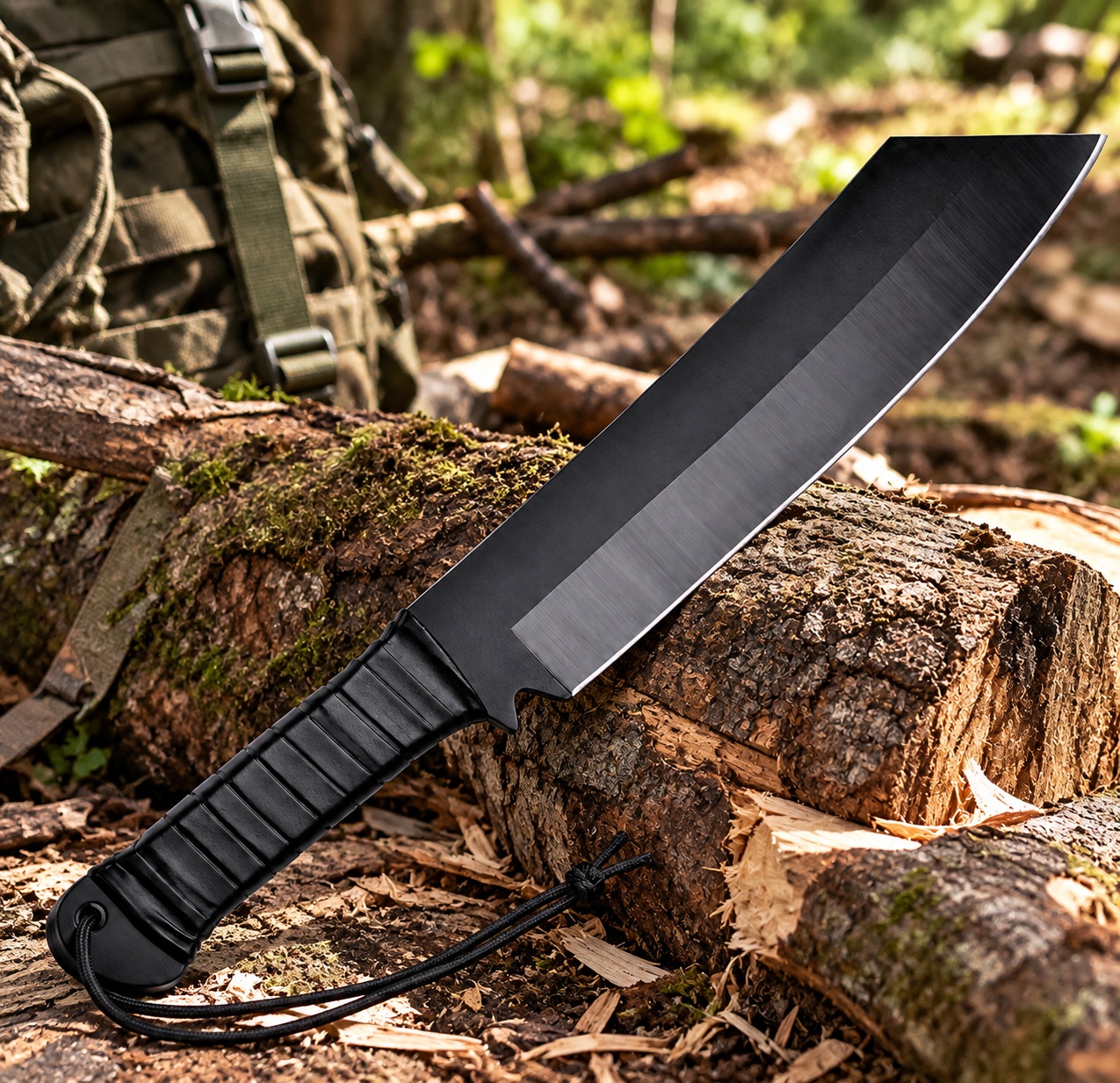 couteau rambo 5 last blood utilisé en survie dans une forêt