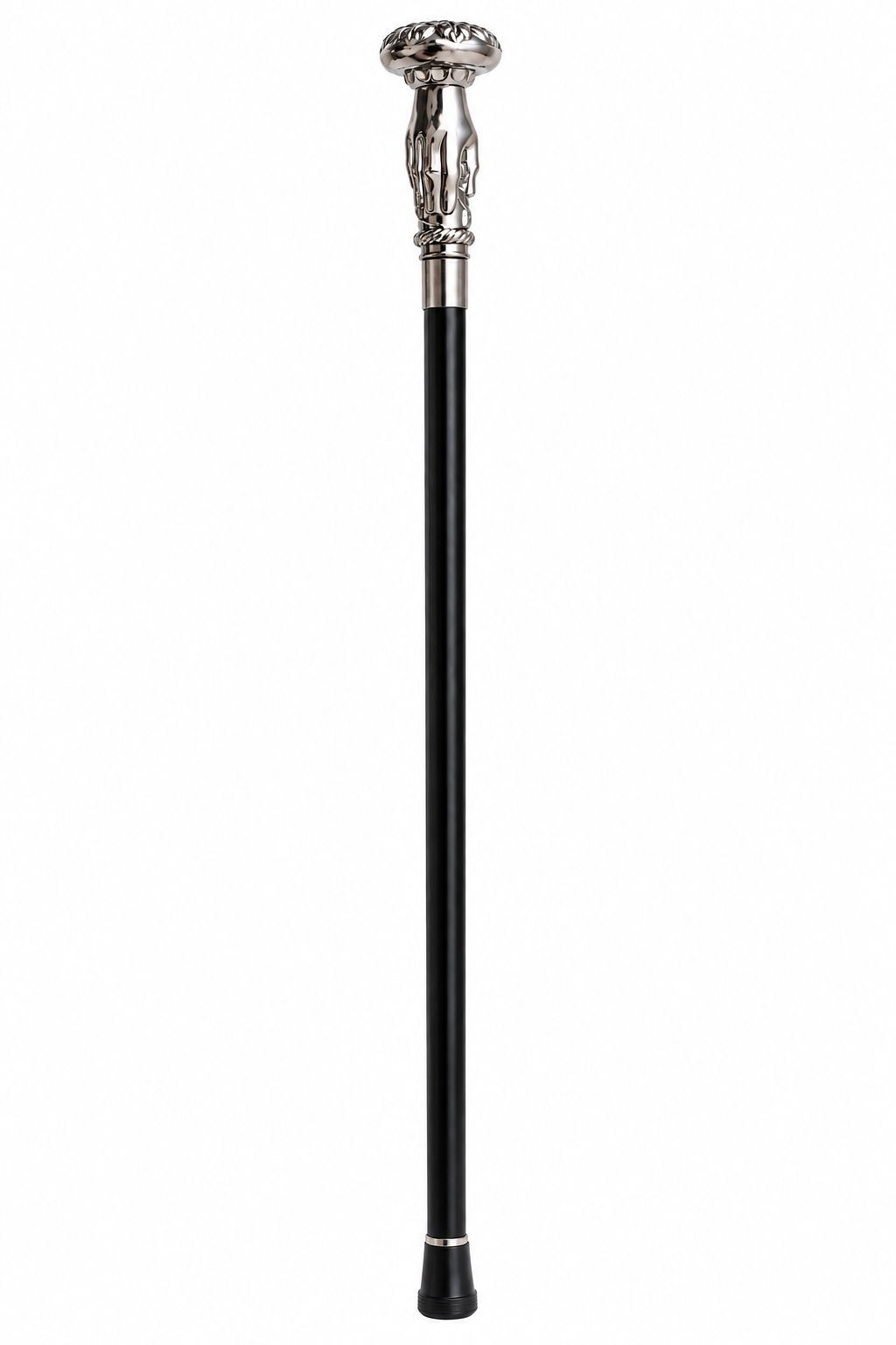 Canne épée luxe noire et argentée entière verticale