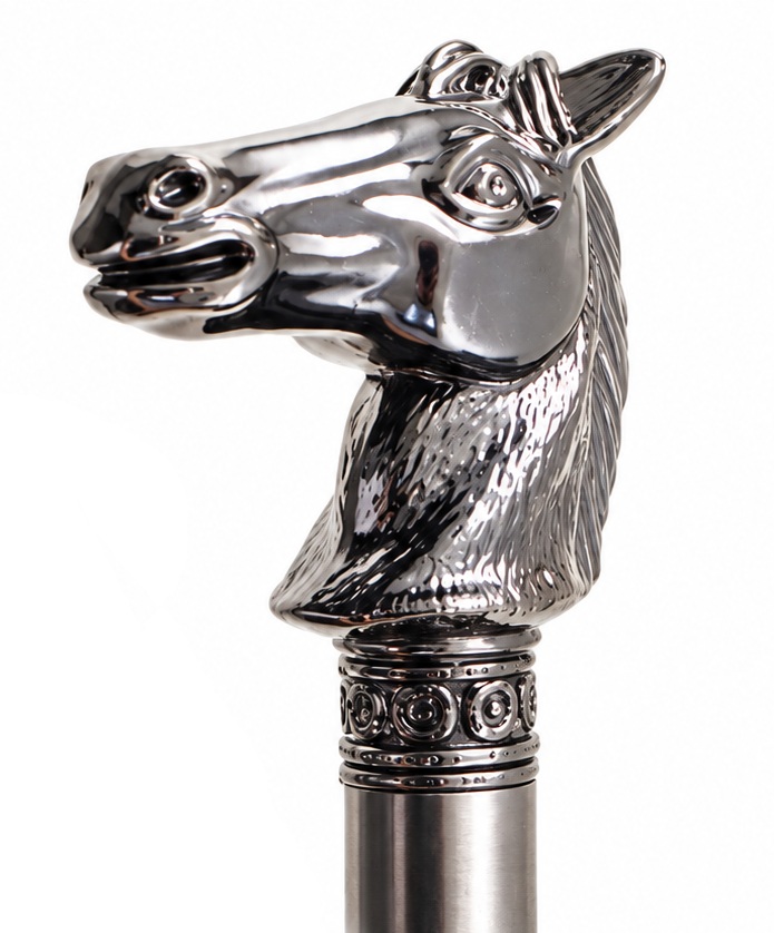 Canne épée cheval sculpté luxe – pommeau cheval en métal