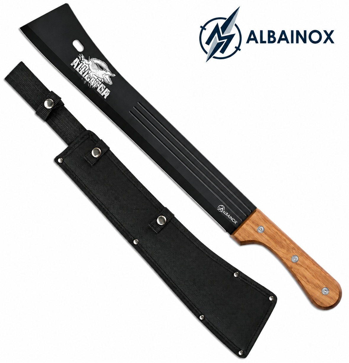 Machette coupe-coupe Alligator 59 cm Albainox avec étui et manche en bois