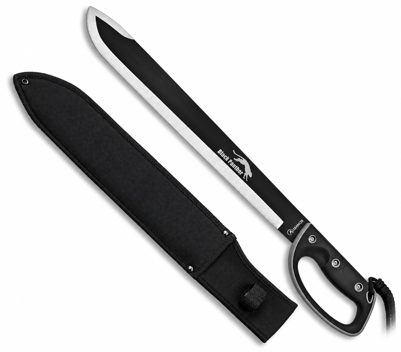 Machette Black Panther Albainox 61,5 cm avec étui noir en nylon.