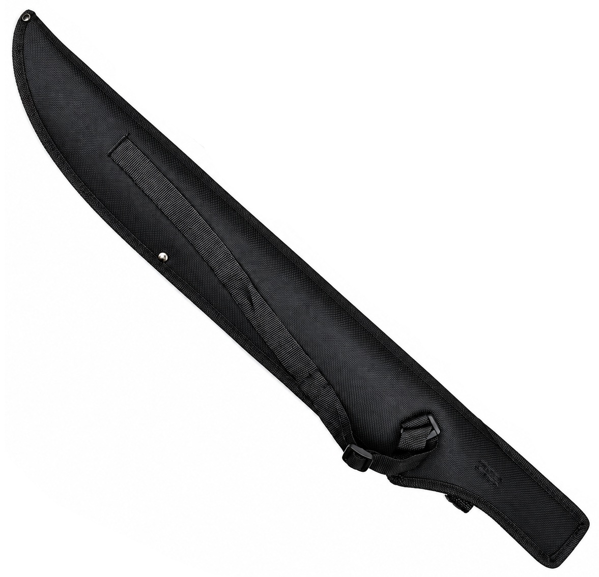 Étui noir en nylon pour machette 65 cm avec sangles de fixation.