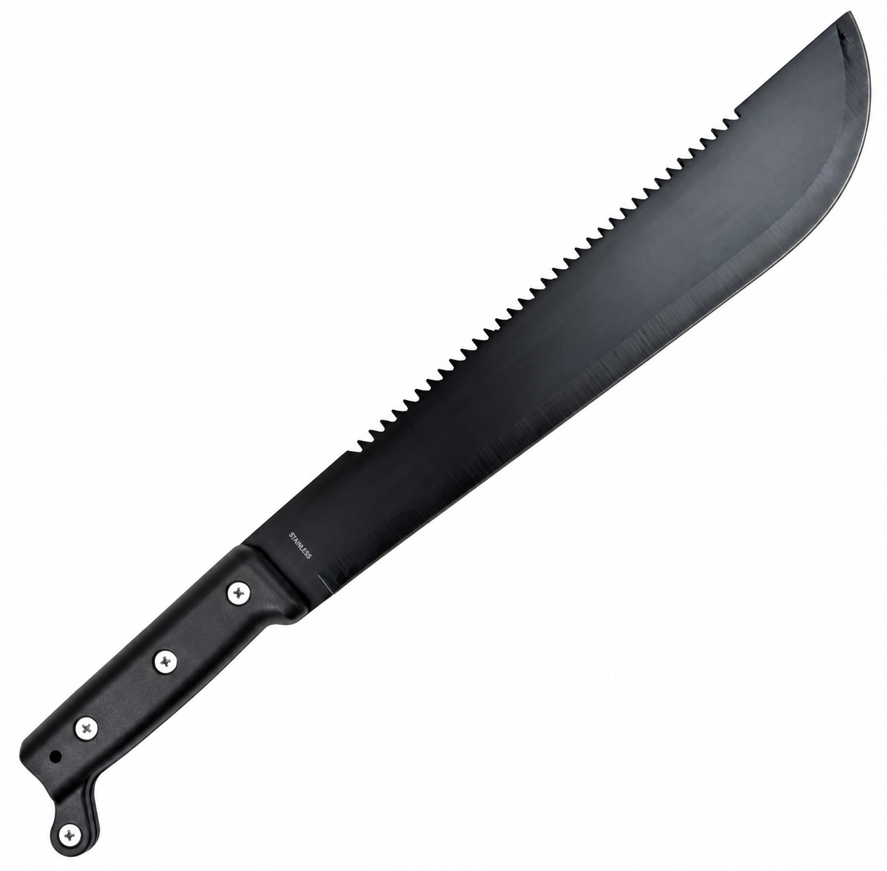 Machette SCK 45 cm vue de lautre face, lame noire tranchante et manche PVC.