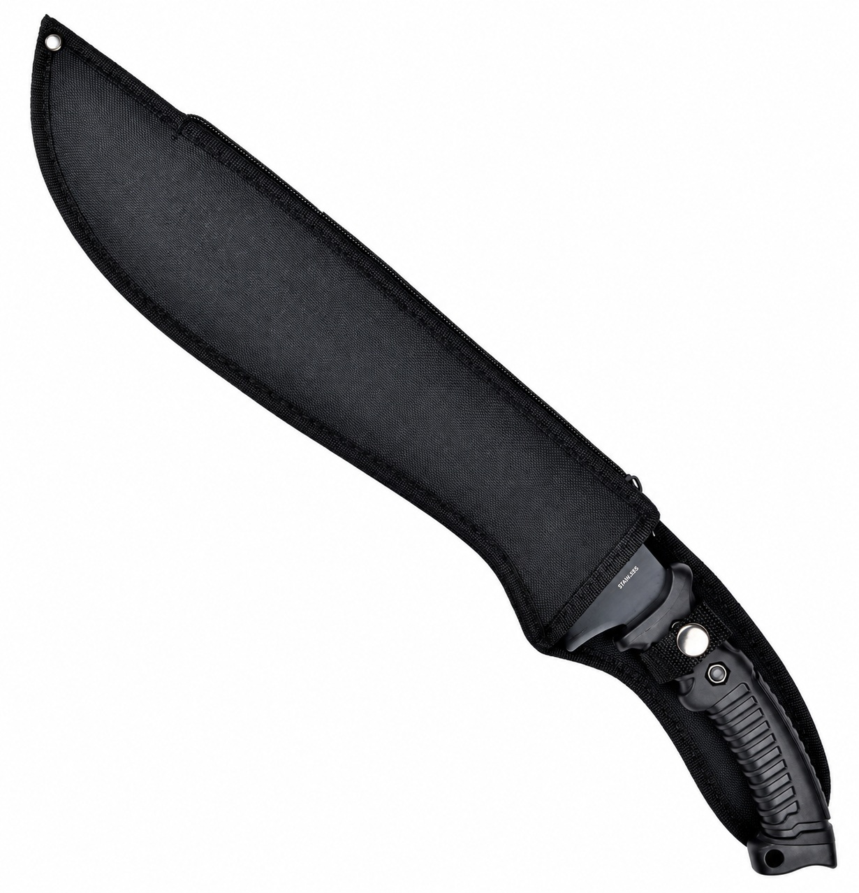 Machette SCH dans son étui de protection noir en nylon.