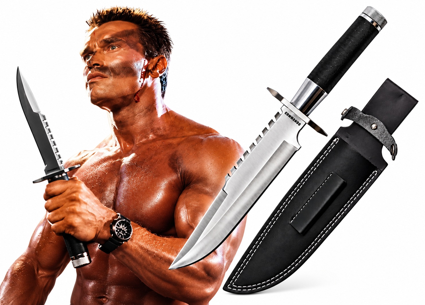 Couteau Commando film Arnold Schwarzenegger de survie 37,5cm