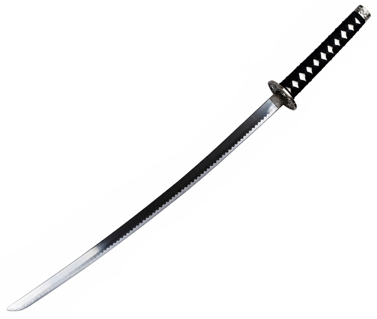 Katana japonais Dragon noir 98 cm avec lame en acier inoxydable de 68 cm et manche antidérapant.