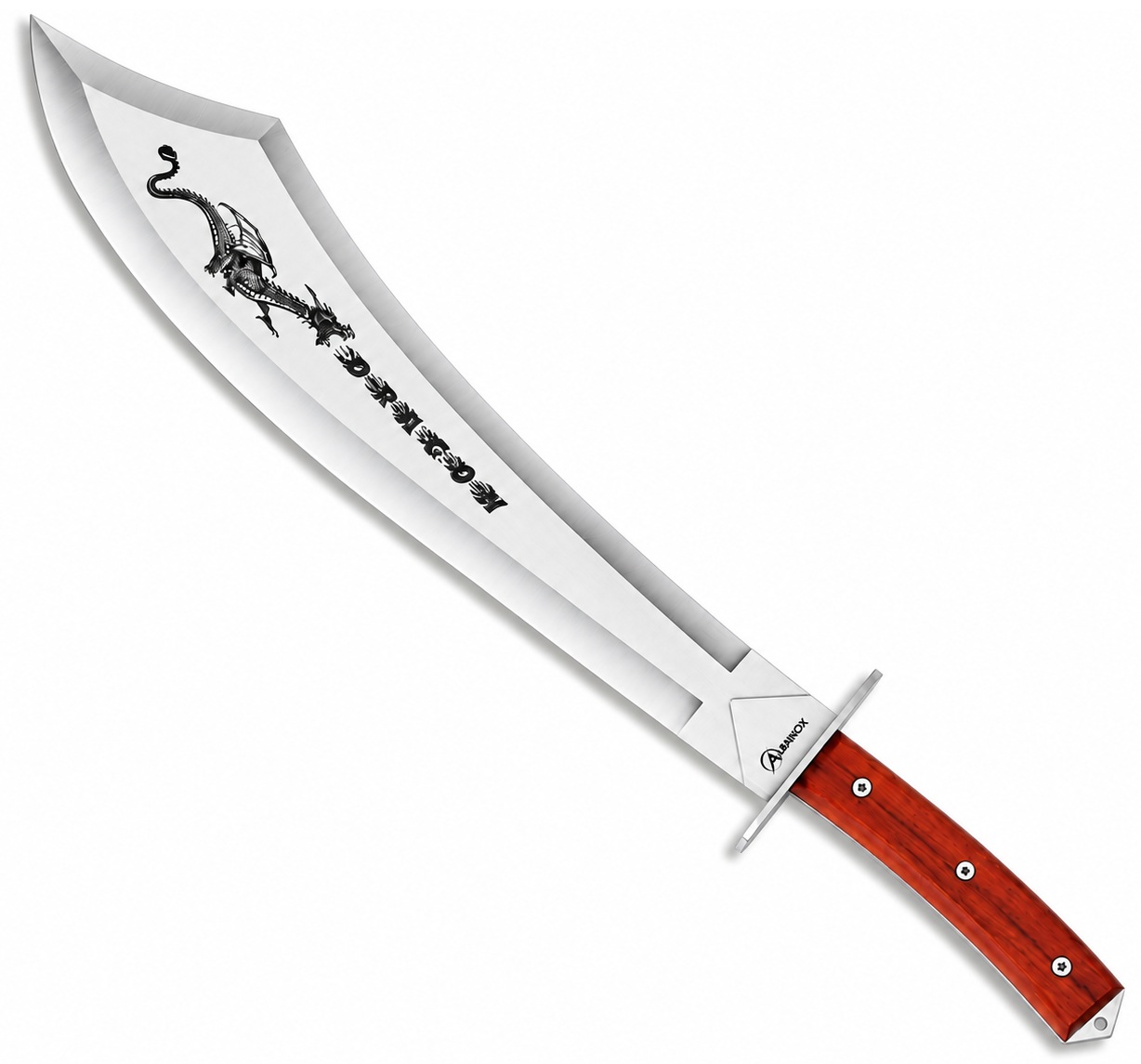 Machette sabre Dragon Albainox 60 cm Full Tang avec lame gravée en acier inoxydable et manche en bois.