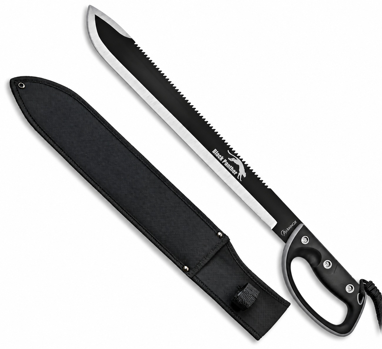 Machette Black Panther 61,5 cm Albainox avec lame Full Tang de 45 cm, manche antidérapant et étui nylon inclus.