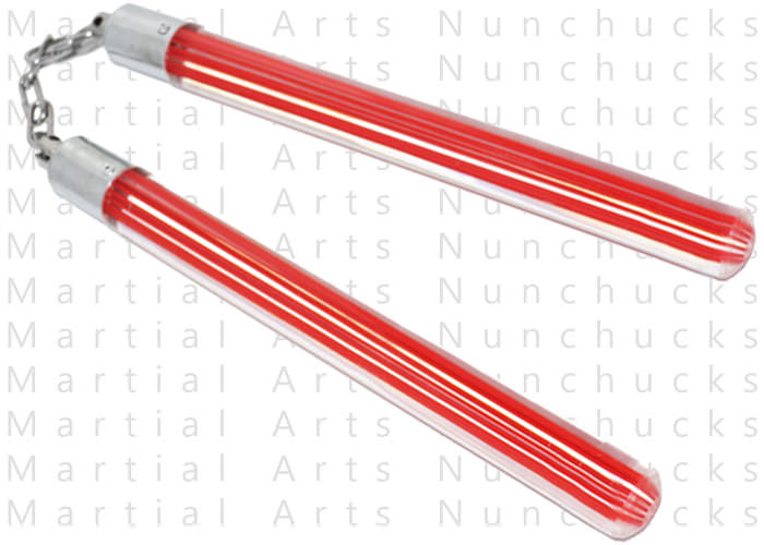 Nunchaku transparent en acrylique - Design rouge