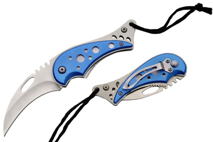 Couteau pliant Eagle avec dragonne - BL884 bleu