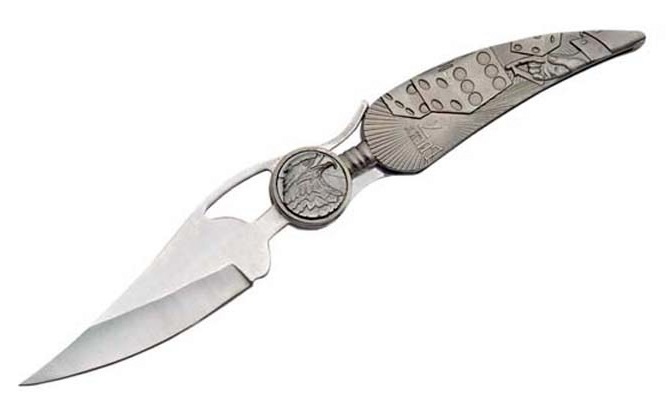 Couteau lucky Aigle, manche en métal - BX731