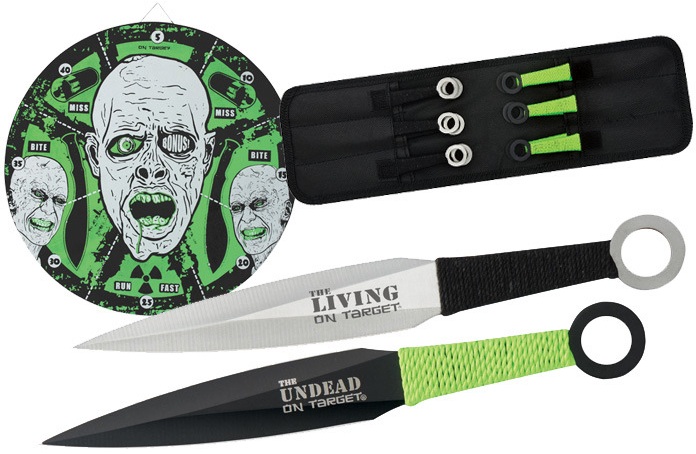 Pack couteaux de lancer + cible 37cm - Zombie XL1530