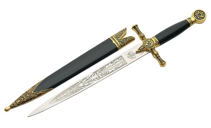 Dague décorative 37cm laiton D0965 Poignard, Dague/Dague COUTEAU AZUR