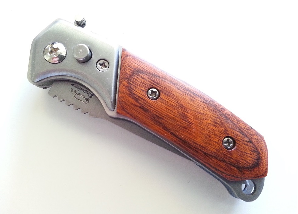 Couteau automatique 15cm métal et bois - C012 (1)