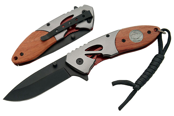 Couteau pliant Cerf 19cm - bois et métal DR102