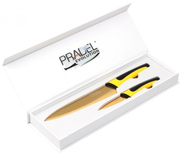 Coffret Pradel Evolution 2 couteaux - jaune C8218