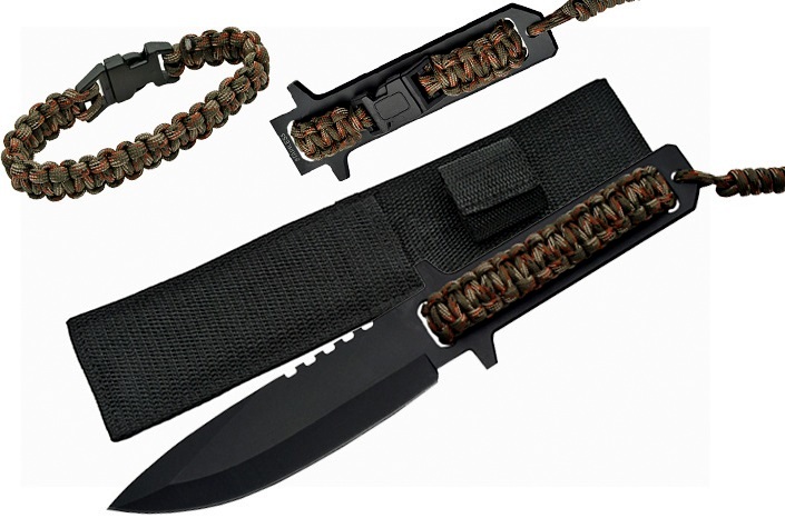 Poignard tactique 27cm + bracelet paracorde - P1177