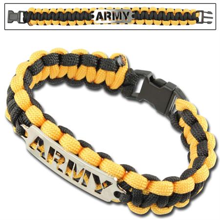 Bracelet paracorde survie + plaque métal Army3