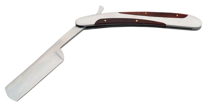 Rasoir barbier 24,5cm - bois et métal barbe