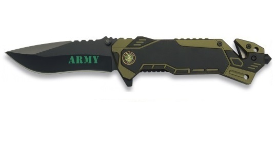 Couteau militaire army + plaque métal + étui3