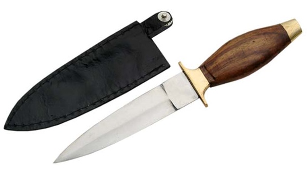 Dague couteau de botte 19cm - bois et laiton