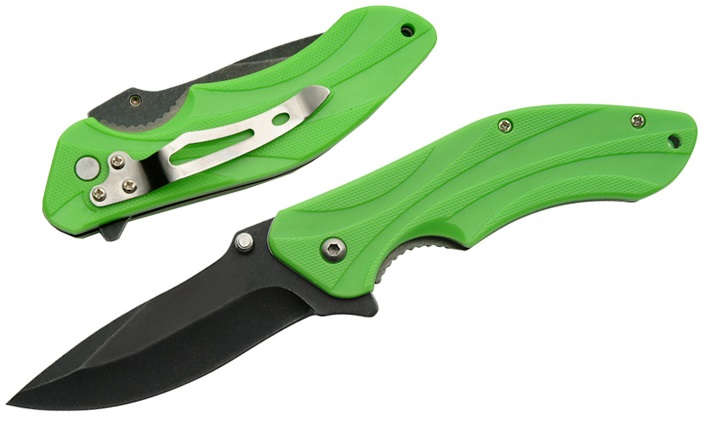 Couteau pliant de poche - vert tendance