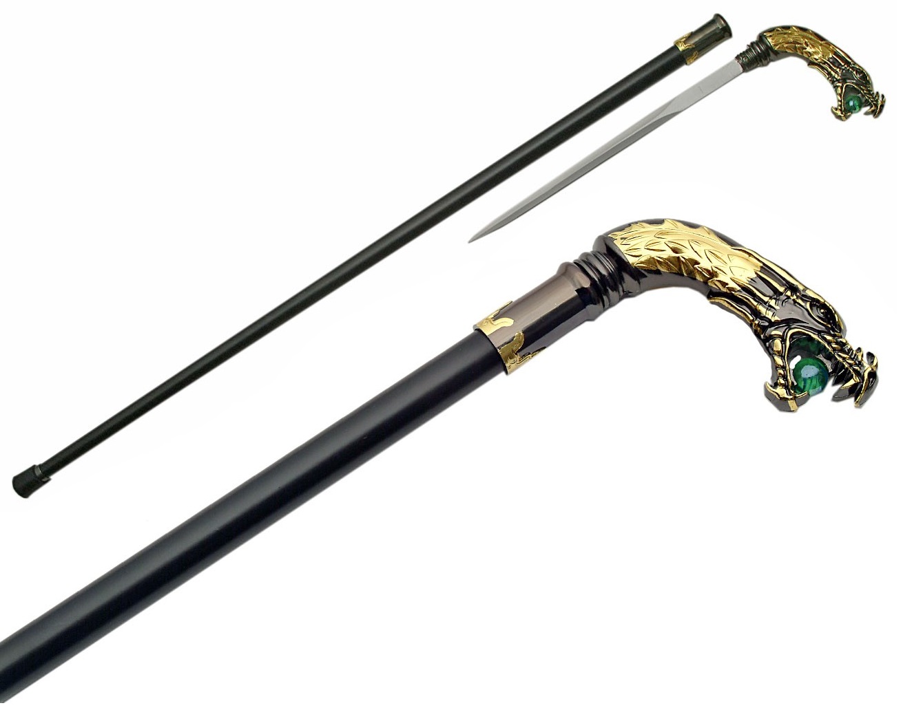 Canne épée 87cm Dragon de marche - métal et laiton