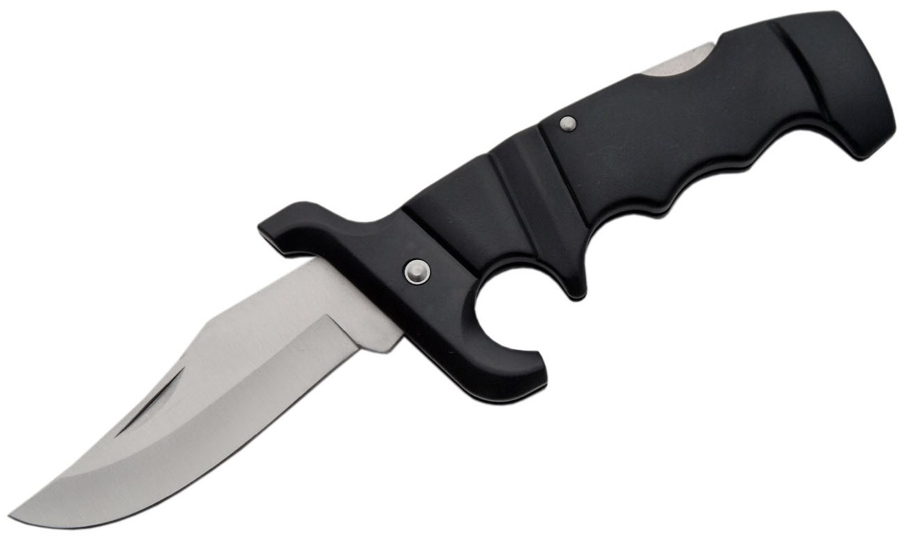 Couteau pliant tactique 21cm ergonomique - noir