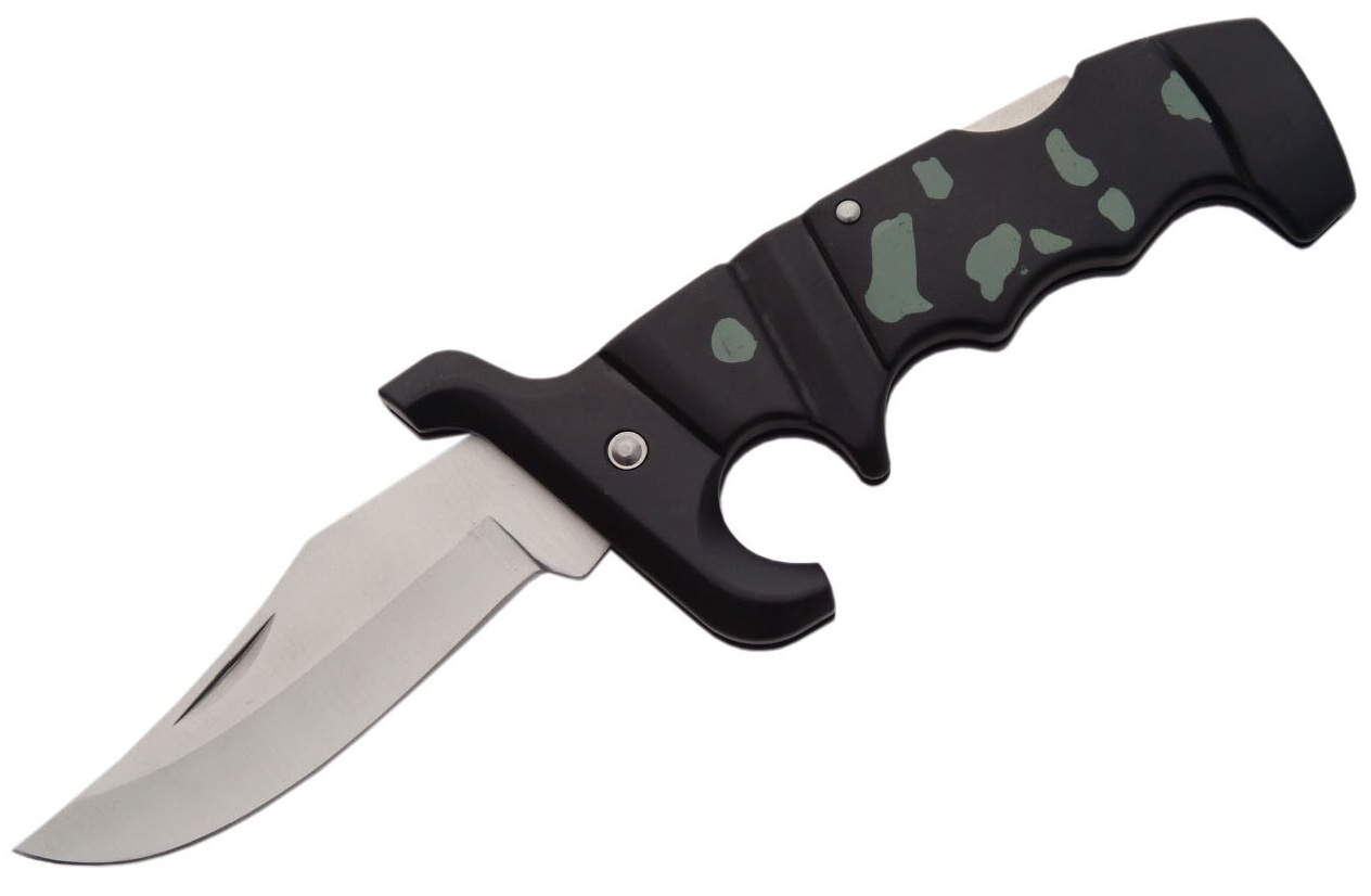 Couteau pliant tactique 21cm ergonomique - camouflage