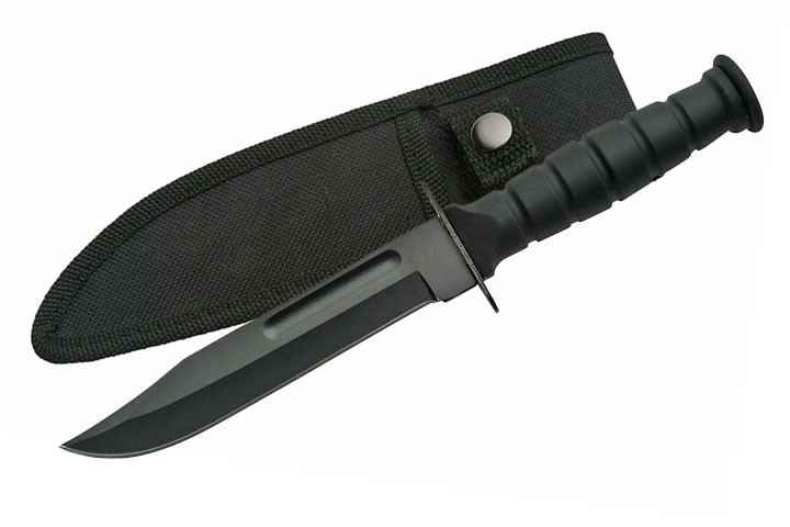 Petit poignard couteau 19cm tactique - compact noir