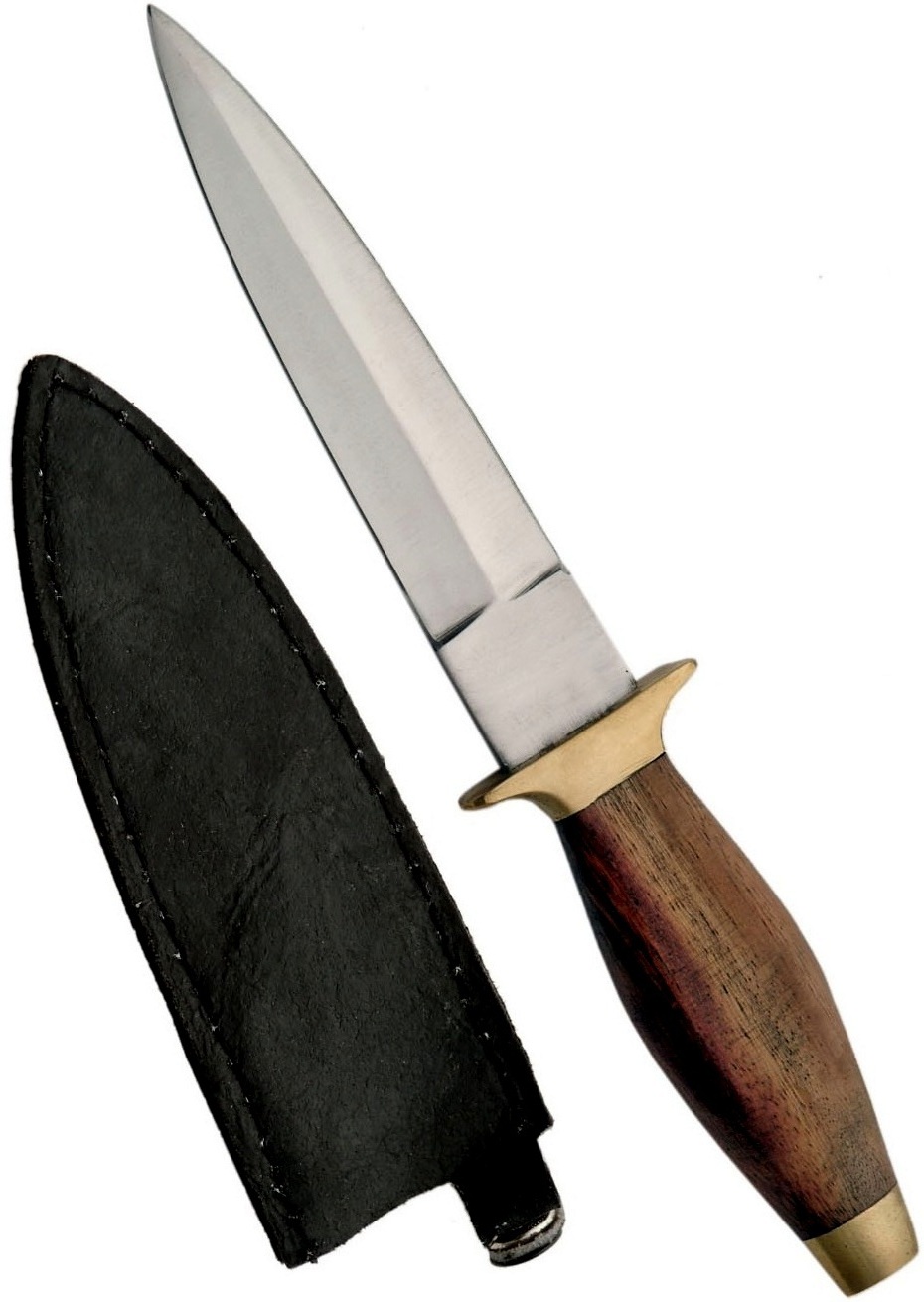 Couteau de botte 22,8cm - Dague bois et laiton.