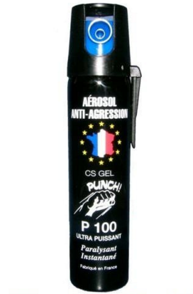 Bombe lacrymogène 75ml GEL CS - aérosol spray lacrymo.
