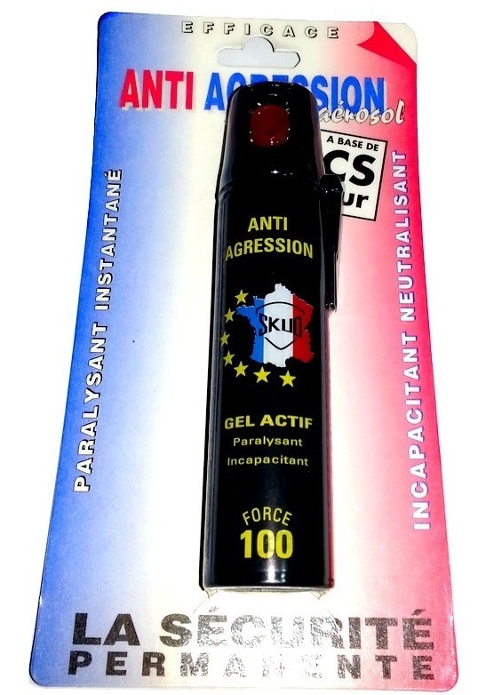Bombe lacrymogène 75ml GEL ACTIF - aérosol spray lacrymo.